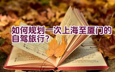 如何规划一次上海至厦门的自驾旅行？插图