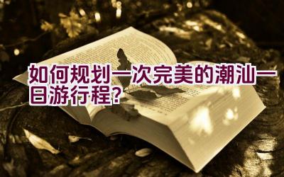 如何规划一次完美的潮汕一日游行程？