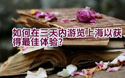 如何在三天内游览上海以获得最佳体验？